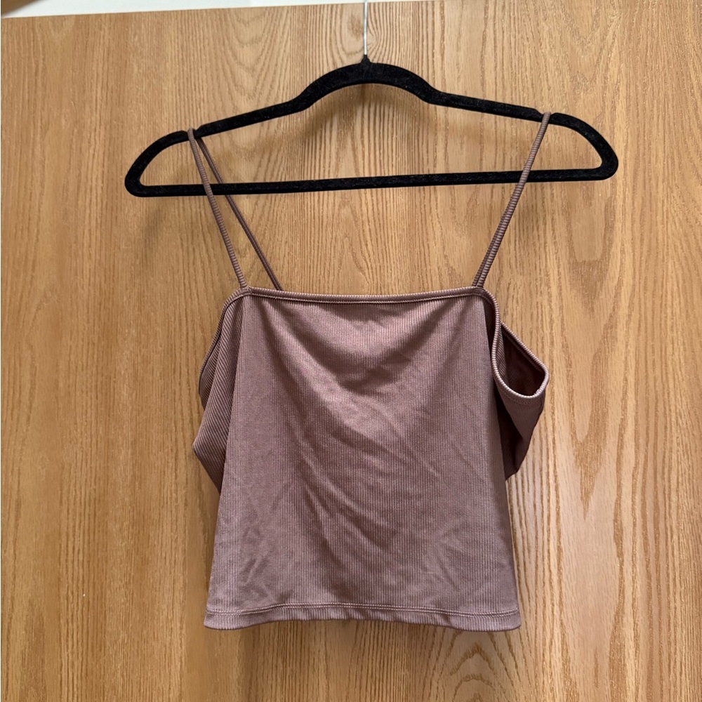 Elegant Brown Spaghetti Strap Crop Top